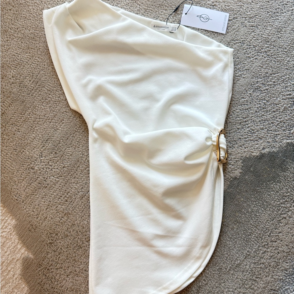 Stradivarius White Top with Gold Detail